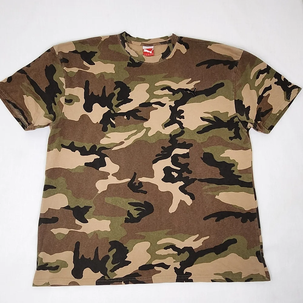 Puma Logo Army Camo Short Sleeve Tee - Picture 1 of 9